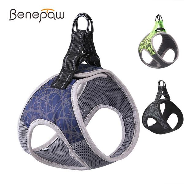 

benepaw breathable harness for small medium dog adjustable durable soft mesh escape proof reflective safety pet vest harness