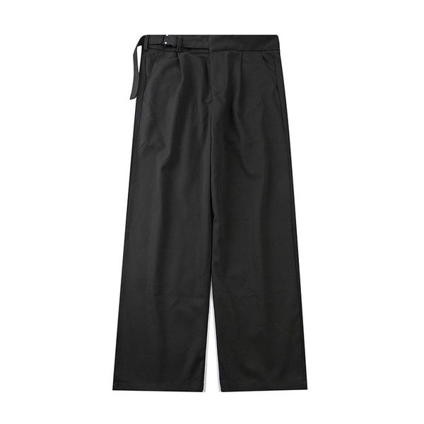 

new male streetwear hip hop black suit trousers men belt casual wide leg straight suit pants