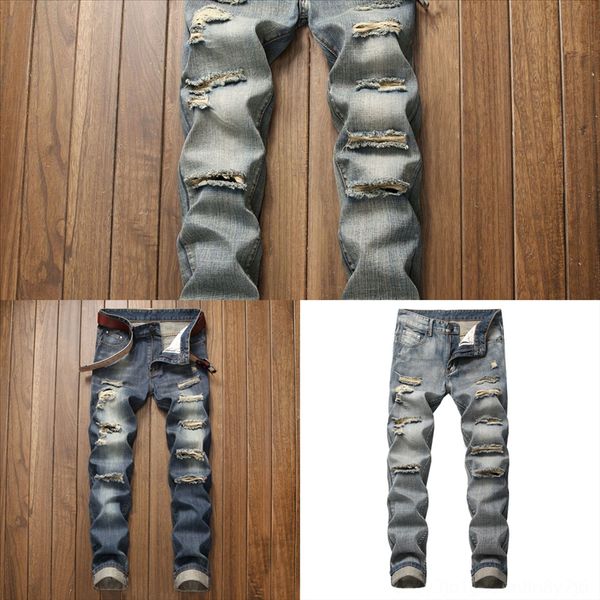 

lxxjw доставка новые джинсы тонкий отверстие подходит meneuropeamericaman мода jeanseuropeaneurope stationpajamas printsmen's, Black