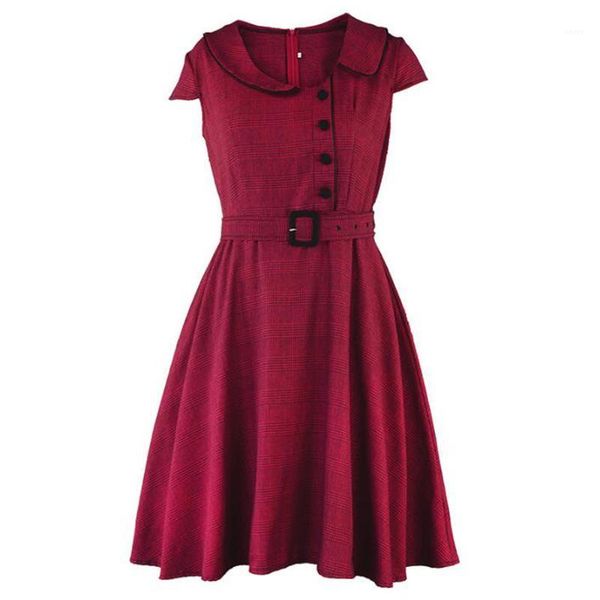 

2019 summer pinup button dress casual audrey hepburn vintage style 60s rockabilly swing evening party dress zomerjurk dames1, Black;gray