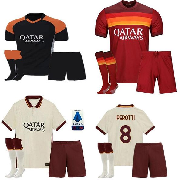 

new 2020 2021 thailand maillot roma football jersey of de rossi dzecozaniolo roma totti perotti's jersey 20 21 football team + child s, Black