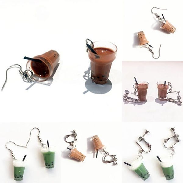

unique bubble drop earrings personality resin milk drink earring for girl funny party jewelry christmas gifts, Silver