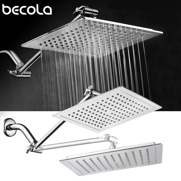 

becola chrome square ultra thin abs пластиковый 9-дюймовый регулируемый дождевой душевой головкой с твердой латунной регулируемой рукой удли