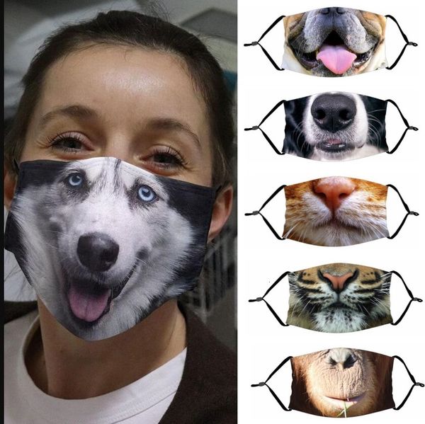 

factory 3d-print face mask funny animal print pm2.5 filter protective washable reusable mouth cover for adults kids dust