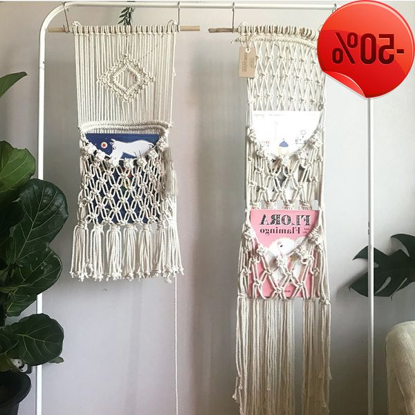 

1242; macram tapiz wall decoration bag handmade cotton bohemian borla tapestry