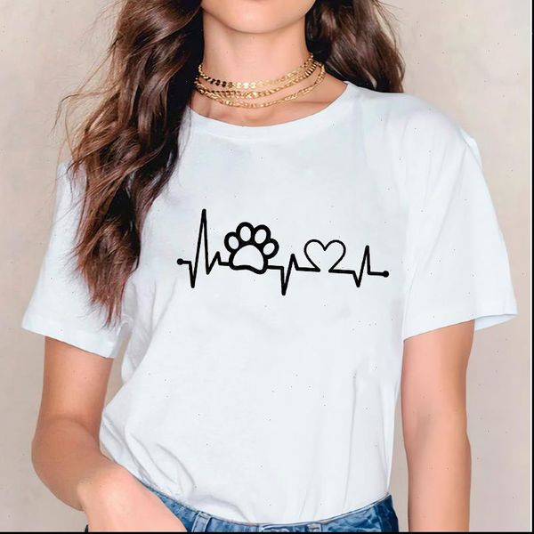 

women 2021 fashion dog casual pet cartoon 90s print t shirt clothes tshirts womens ladies female tee t shirt clothing, White