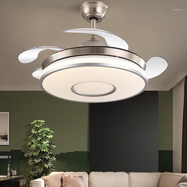 

electric fans modern led frequency conversion invisible ceiling fan lamp dining room luxury quiet remote control light with fan1