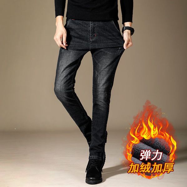 

fleece 2021 jeans men new winter fashions stretch thin feet straight tend to denigrate cargo pants zxaq, Blue