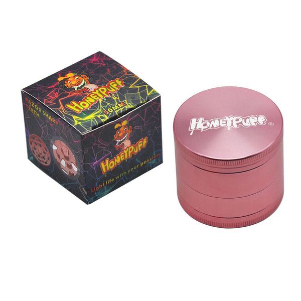 HONEYPUFF Classic Herb Grinder 50MM 4 pezzi denti diamantati affilati accessori per smerigliatrice di tabacco in alluminio aeronautico