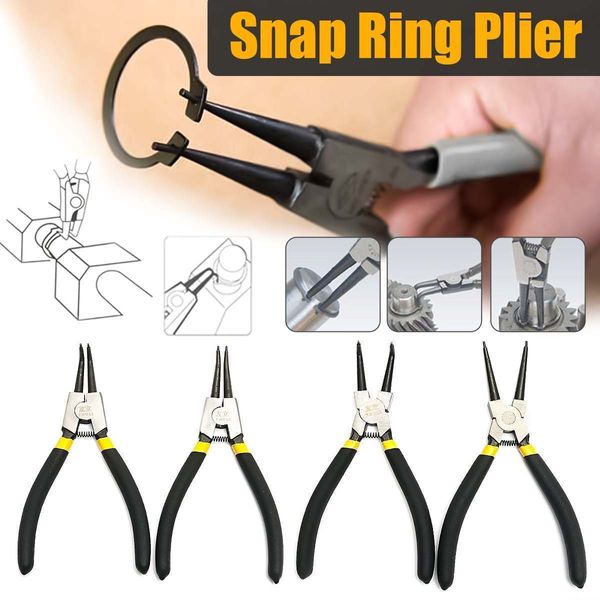 7 Zoll 4 Teile/satz Interne Externe Gebogene Gerade Zangen Retaining Clips Snap Ring Spitze Sicherungsringzange Für Nützliche Hand Werkzeug Y200321