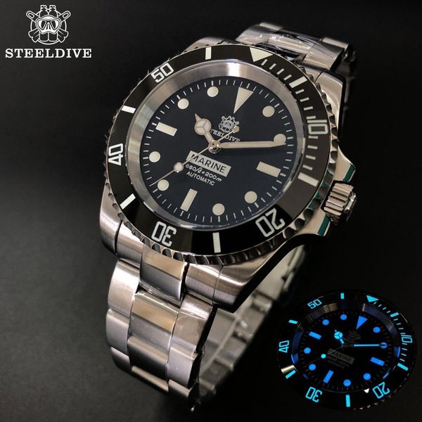 

steeldive marine professional traving wates nh35 sapphire crystal ceramic bezel matic matical часы 200 погружения часы bbyvij bdehome, Silver
