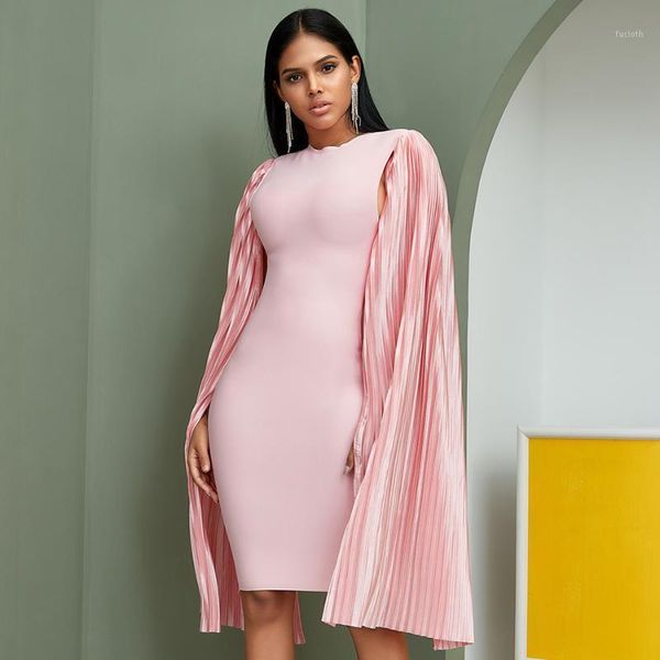 

2020 winter women pink long batwing sleeve midi bodycon bandage dress vestido celebrity party elegant ladies dresses clothing1, Black;gray
