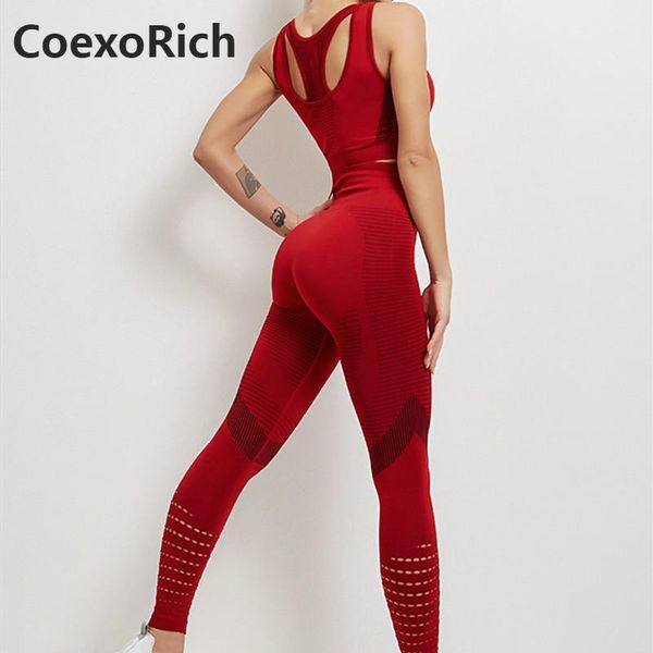 

yoga outfits sport set tracksuit women fitness gym clothing seamless suit workout bra crop tank running tights leggings sportswear, White;red