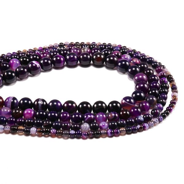 

wholesale natural purple banded agates natural stone round beads for jewelry making diy bracelet necklace 4 6 8 10 12 mm h bbyavl