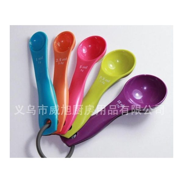 

multicolour measuring spoon 5pcs/set(1 / 2.5 / 5 / 7.5/ 15ml) food thickening of coffee milk tea fruit powd sqclhv homes2011