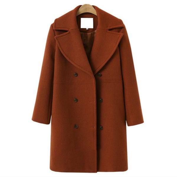 

2021 korean winter women wool jackets coat ladies long sleeve outerwear thick wool&blends female coats elegant cardigan clothing, Black