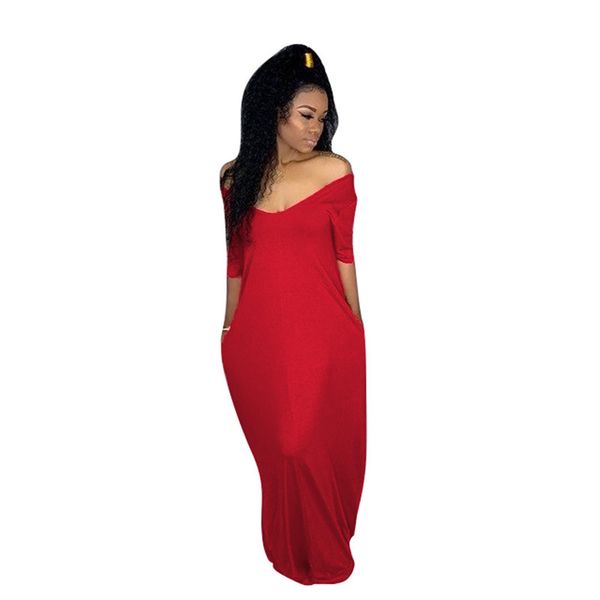 

2020 new solid color loose shoulder casual dress long skirt, Black;gray