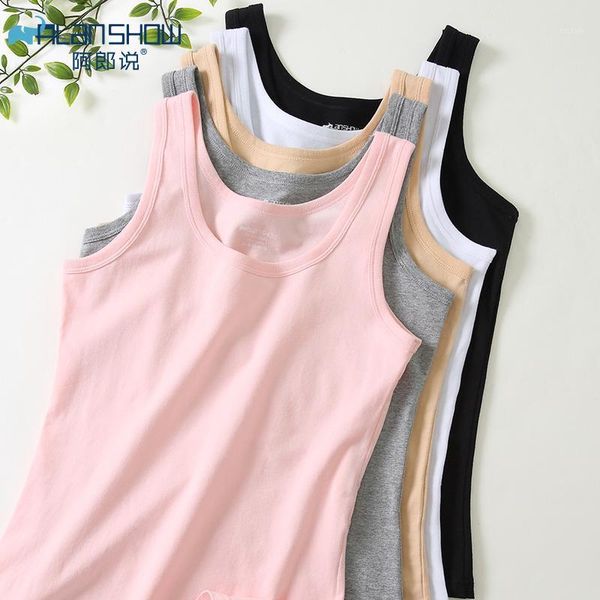

3pc/lot summer tank women sleeveless round neck loose t shirt ladies vest singlets camisole cotton slim ladies thin vest1, White