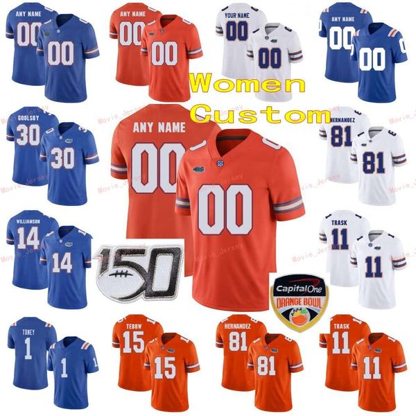 

stitched custom 81 aaron hernandez 84 kyle pitts 89 tyrie cleveland florida gators college women jersey, Black