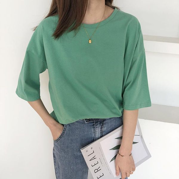 

2020 женщины летние чистоецветное сплит подол футболки о-шеи женщины женщины дежин хлопчатобумажная футболка harajuku топы для женщин летние, White