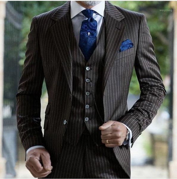 

dark grey stripe mens suits 3 pieces suit terno slim fit formal office wedding groom tuxedo tailcoat men1, White;black