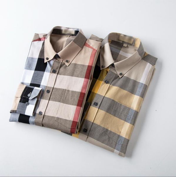 

luxurys designers men's business casuals shirt men long sleeve striped slim fit masculina wine social male t-shirts fashion checked -4, White;black