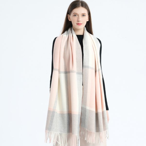 

cashmere blanket shawls woollen scarf plaid blanket tartan pashmina fringed thickened warm women winter long wrap ladies fashion, Blue;gray