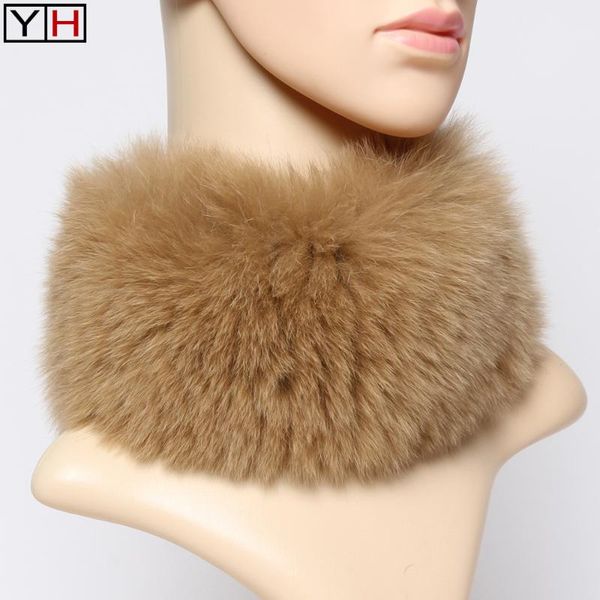 

scarves authentic fur scarf headbands winter women genuine ring neck warmer elastic 100%natural real mufflers, Blue;gray