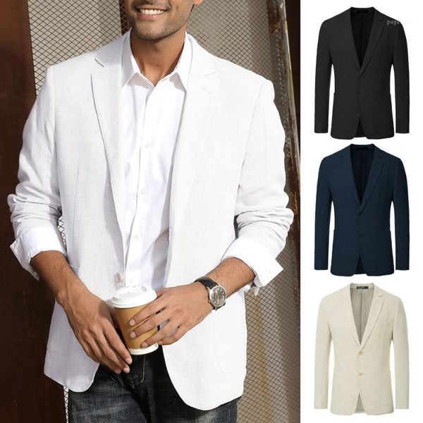 

men's two-button blazer coat with pockets breathable notch lapel stylish clothing formal casual coats new 2020 solid color work1, White;black