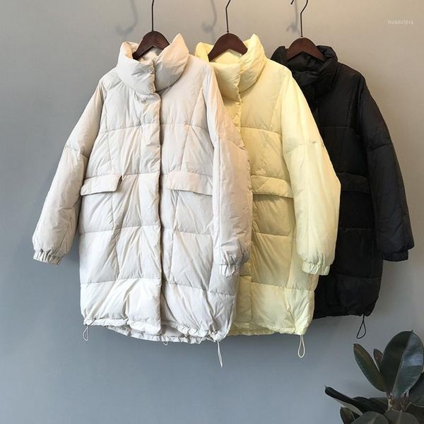 

long down jacket for women 2019 winter new korean loose, light and warm white duck down womens winter coats1, Black