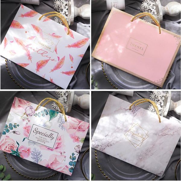 

gift wrap 1pcs creative high-end wedding packaging tote bag european sugar paper with pvc hand 661