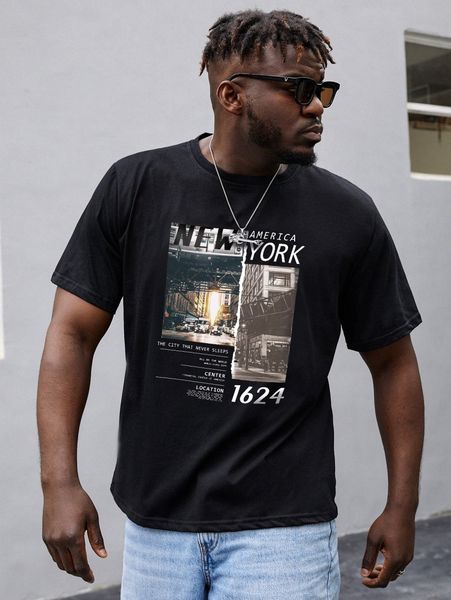 

extended sizes men letter & car print tee z18y#, White;black