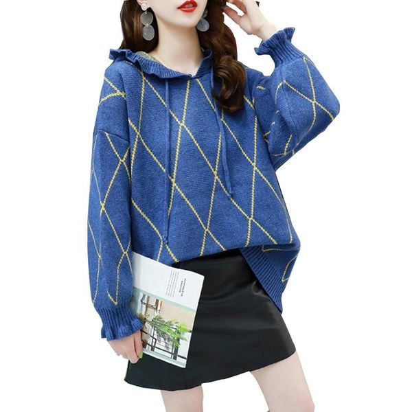 

женщины длинные рукава свитер с капюшоном свитер корейский drawstring ruffled pullover m5te, White;black