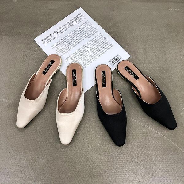 

women slippers round toe beige/black flats heels slip on shallow slides summer beach shoes casual comfortable flip flops black1