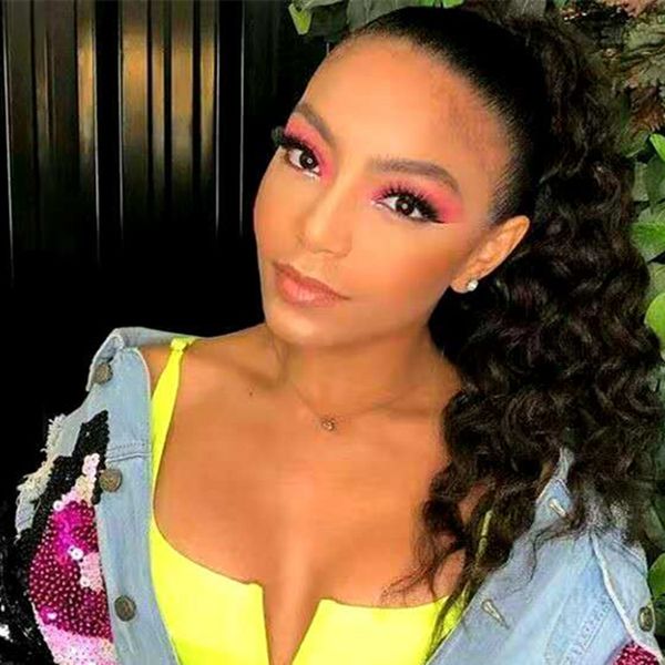 

brazilian 100% human hair ponytails kinky curly 10-22inch straight body wave virgin hair nautral color pony tails deep wave kinky curly hair, Black