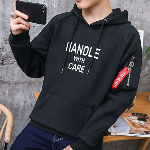 

spring new pullover men's sportswear long sleeve korean hooded sweater casual hoodie coat, Gray