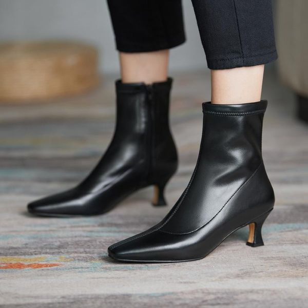 

boots women's autumn winter korean version ins net red skinny of versatile high heel elastic short with, Black