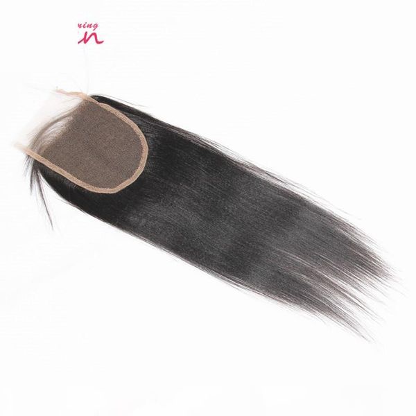 

brazilian light yaki lace closure brazilian 100% human virgin hair coarse yaki indian yaki closure 4x4 size natural color ing, Black