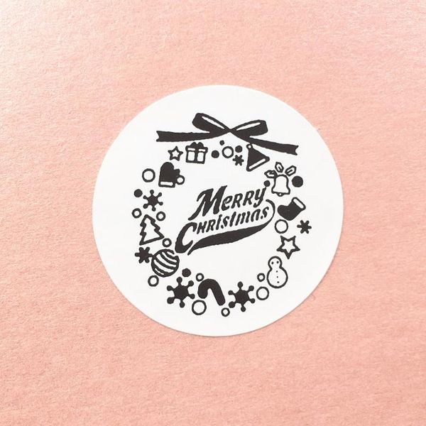 

gift wrap 3.5cm white paper merry christmas stickers diy label sticker packing labels box/bags sealing