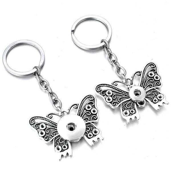 

new snap jewelry 12mm 18mm snap key chains for keyring women gifts girl butterfly keychain bag pendan bbyjkr, Slivery;golden
