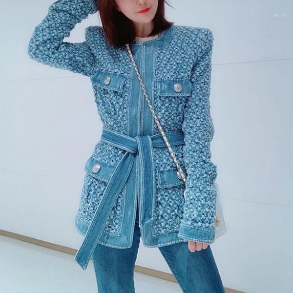 

vintage jean jacket for women with sashes holes metal buckle pocket denim coat spring long sleeve casual streetwear1, Black;brown