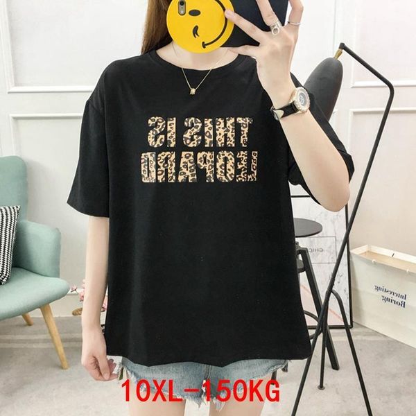 

plus size women's t-shirt deer plus size 7xl 8xl 9xl10xl summer round neck short sleeve casual loose black t-shirt, White