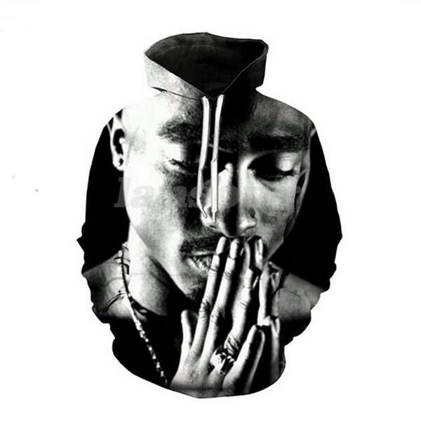 

2pac tupac black 3d all over print tracksuits hoodies+joggers pants suit women men f09, Gray