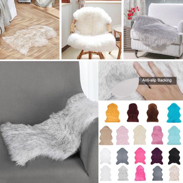 

faux fur sheepskin fur area rugs fluffy mats sofa chair cushion living room bedroom blanket anti-skid carpet 40x60cm 60x90cm