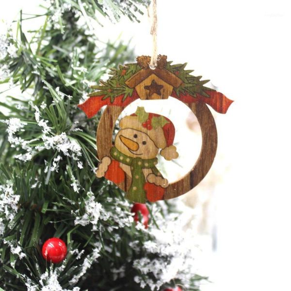 

christmas decorations 3 pcs unique color printed wooden hanging decoration tree festive party supplies decorat1