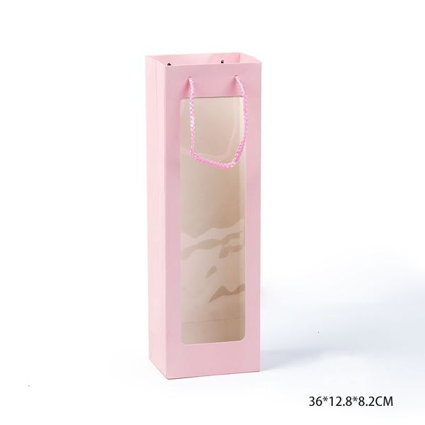 

utzqsu factory price window kraft wine champange flower solid transparent paper present bag festival gift packing pack 3 n