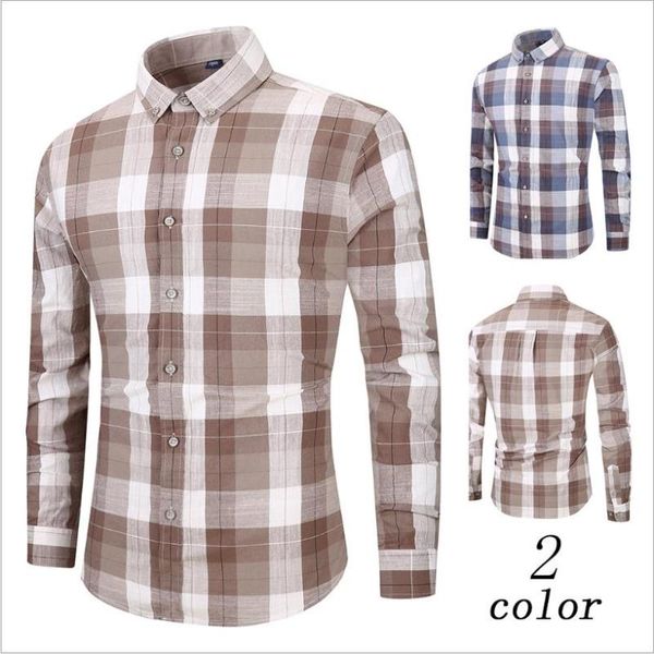 

men's casual shirts spring and autumn man plaid cotton long sleeve shirt male sand wash square collar slim, White;black