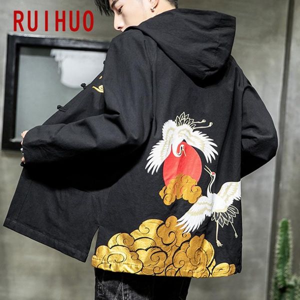 

ruihuo japan style hooded jacket men coat clothes streetwear bomber jacket men hip hop winter coat 5xl 2020 autumn, Black;brown