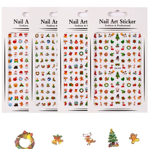 

новые 3d рождественские наклейки ногтей для ногтей маникюрные ползунки аксессуары клей для ногтей фольги наклейки наклейки обертывают украше, Black