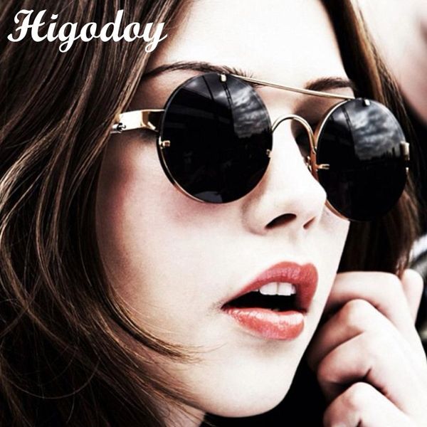 

higodoy metal oversized sunglass men retro vintage alloy round steampunk sun glasses spring legs sunglasses women 2020 uv400, White;black